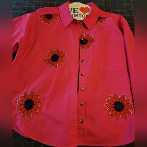Jodifl Pink Embroidered Floral Shirt
